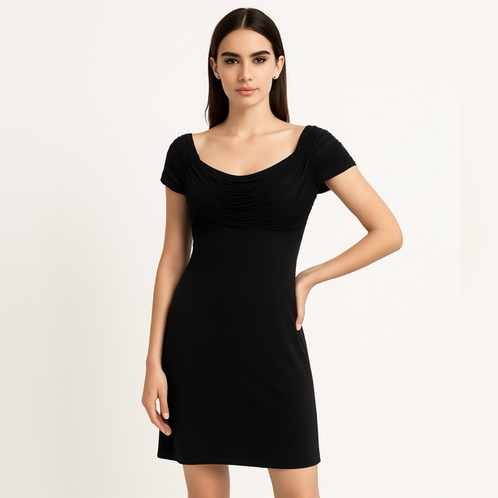 Balenciaga LBD Vintage Draped Ruched Dress | Black Mini | Size 40 - Picture 2 of 14